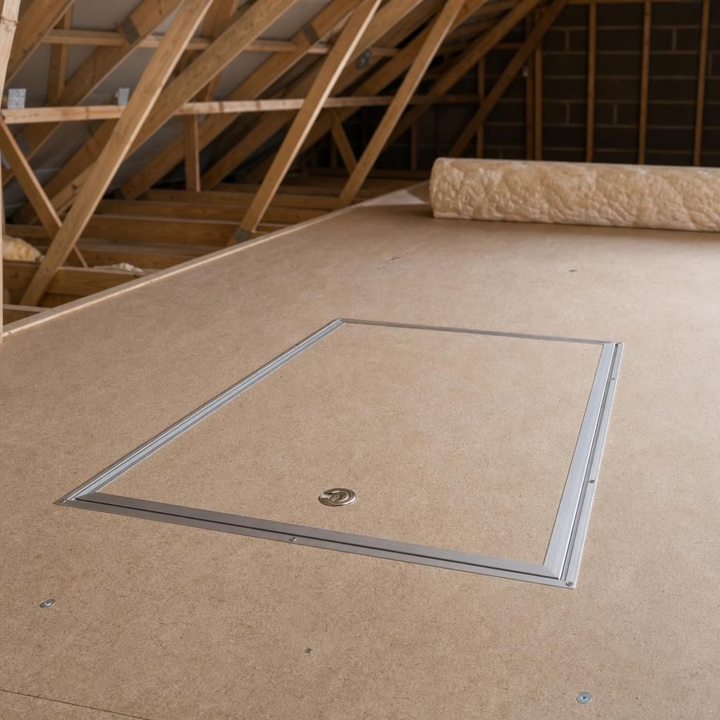 Lockable hatch integrated with loft boarding