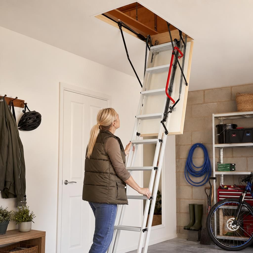 Side-by-side comparison of manual vs electric loft ladders