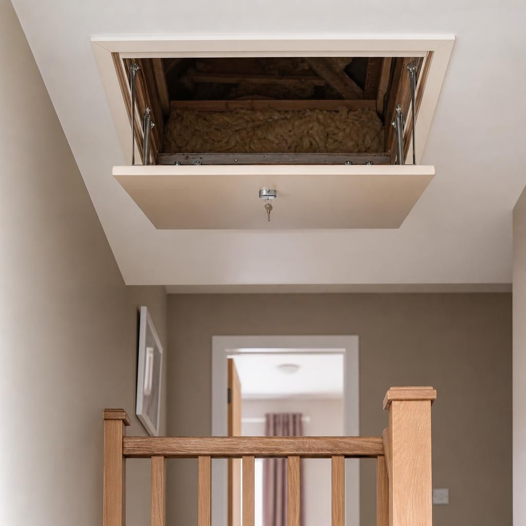 Loft access with safety features in a family home