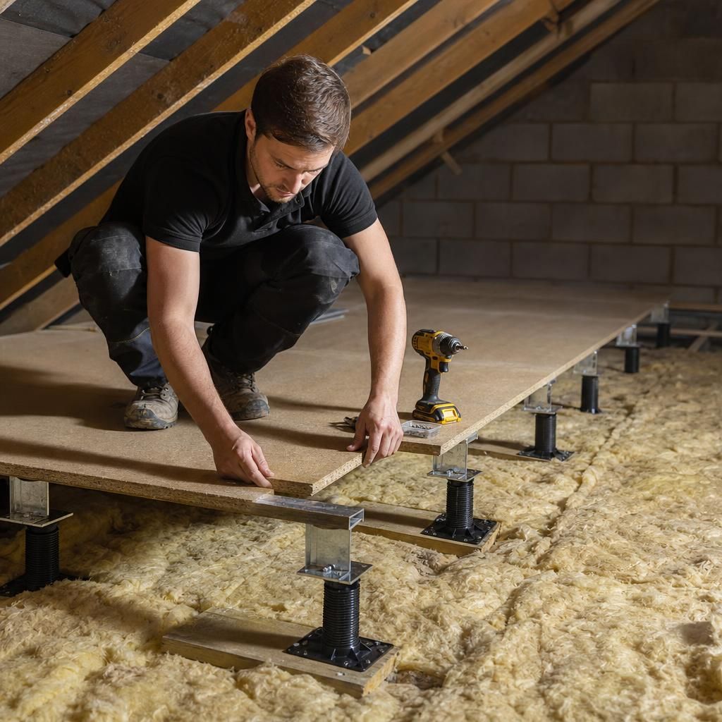 Installing loft stilts in an attic