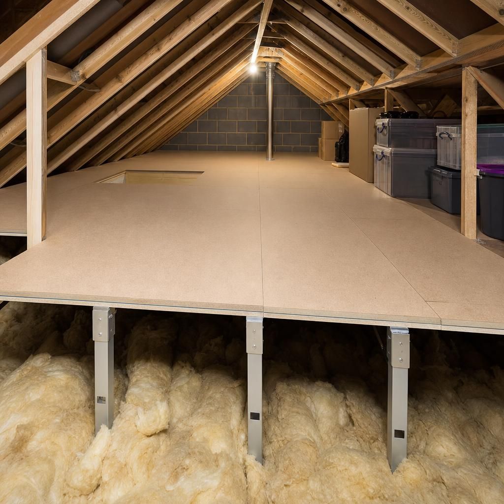 A neatly arranged and insulated loft post-installation