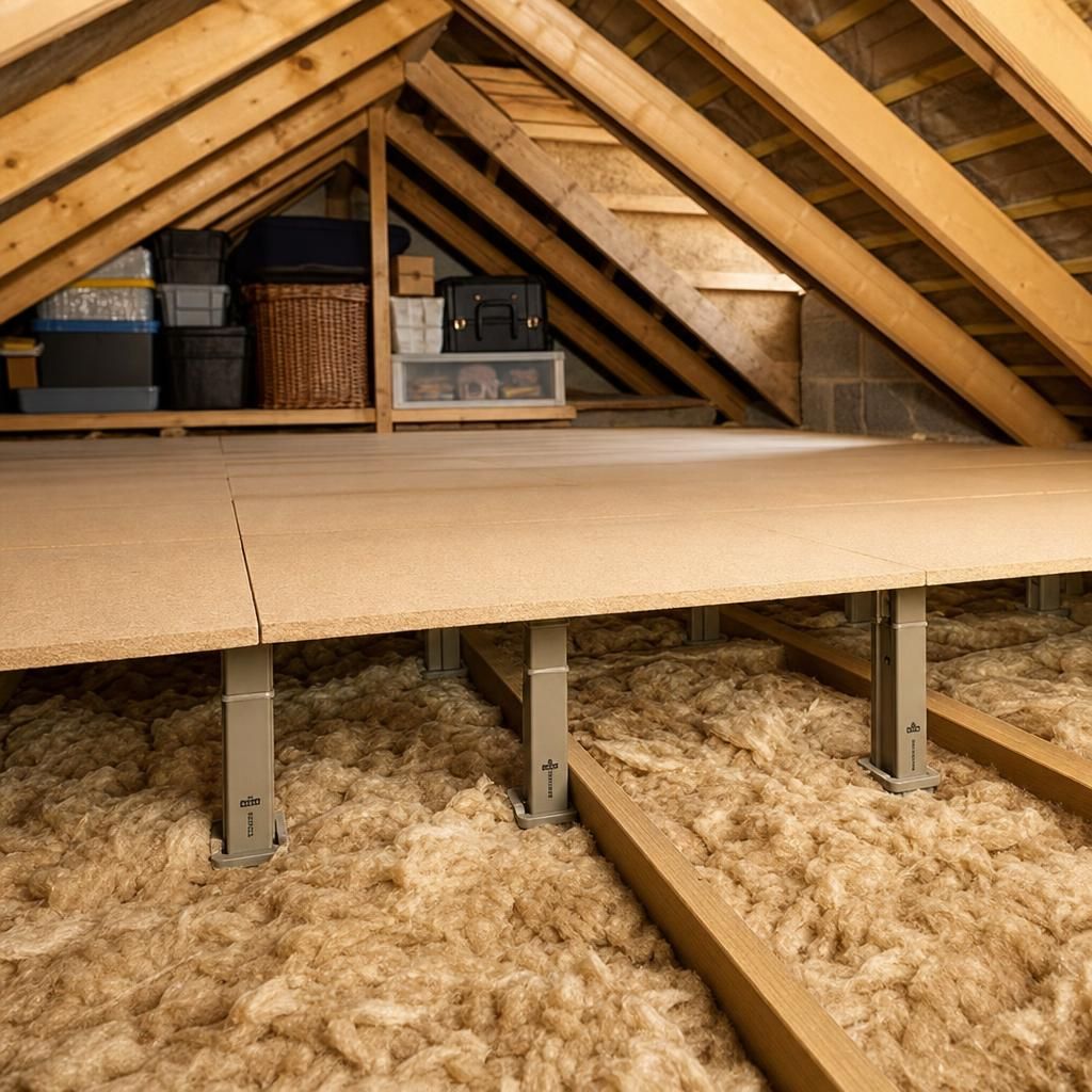 Loft ladder leading to a fully insulated and boarded loft