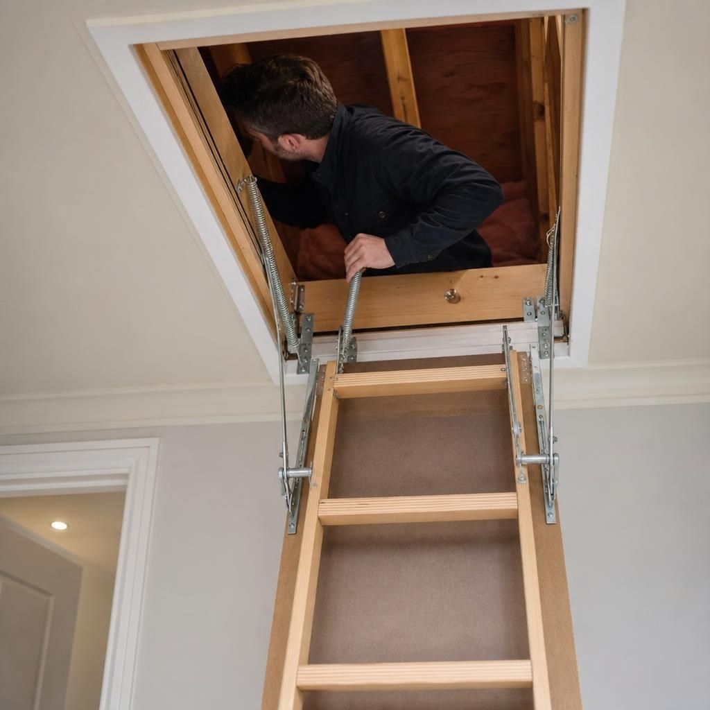 Close-up of a push-up loft hatch