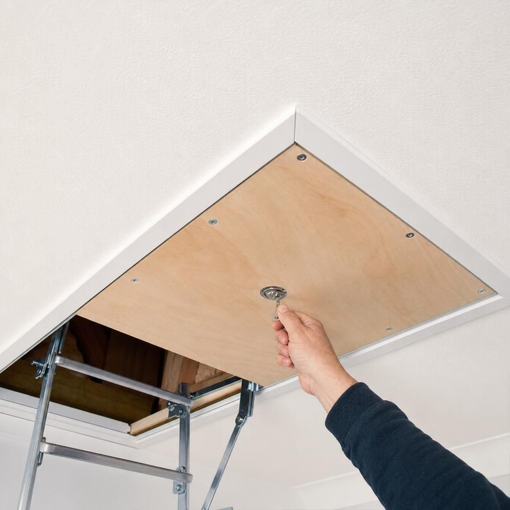 Pull-up bar designed lockable loft hatch