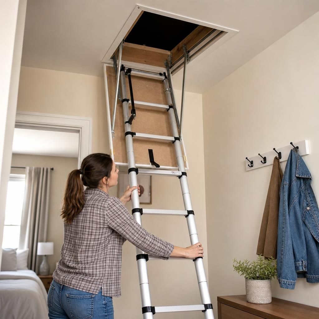 Concertina loft ladder extended