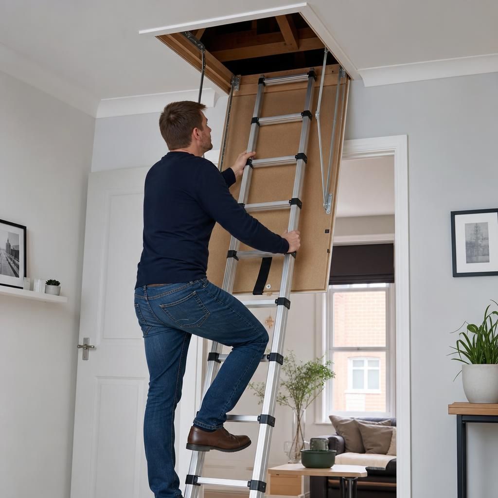 Electric loft ladder with remote control