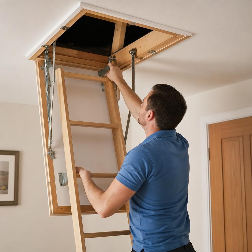 Image of a professionally installed drop-down loft hatch