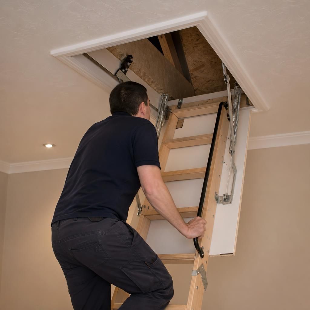 Image of a folding loft ladder in a customer's home