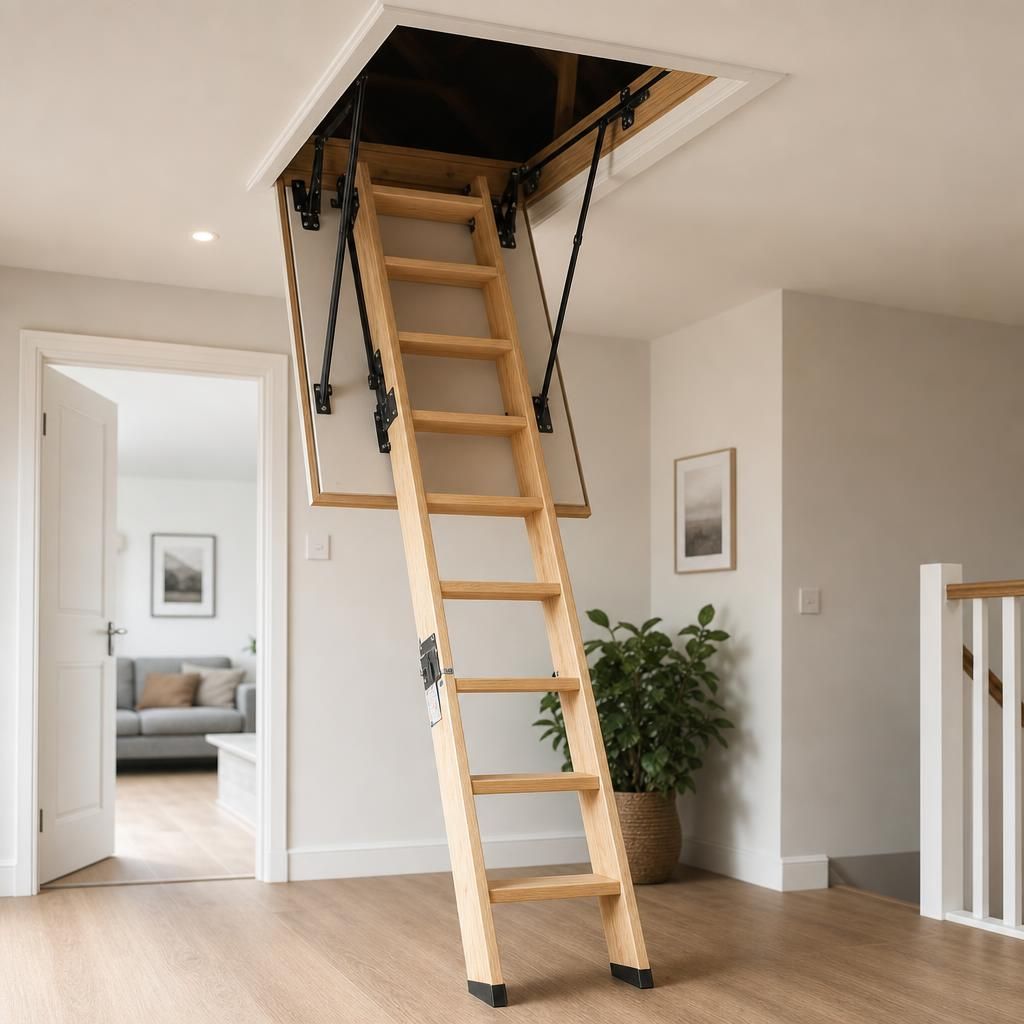Loft Ladder with Safety Handrails