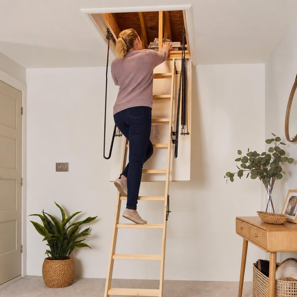 Folding loft ladder in compact form