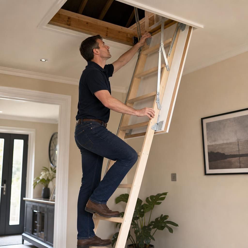 Installed telescopic loft ladder
