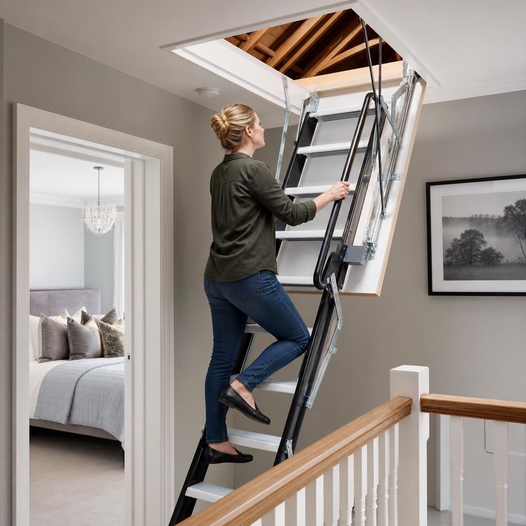 Electric loft ladder operation