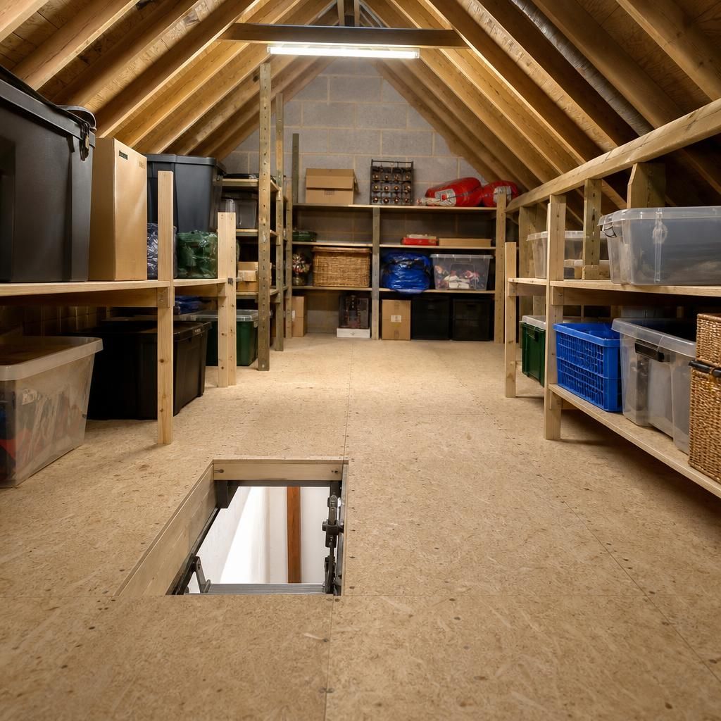 LoftZone raised boarding system in a loft