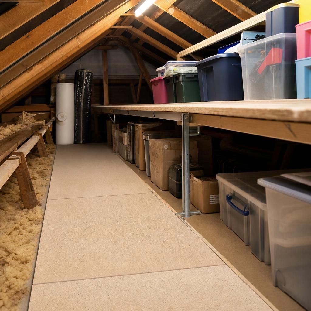 Custom shelving in a loft space