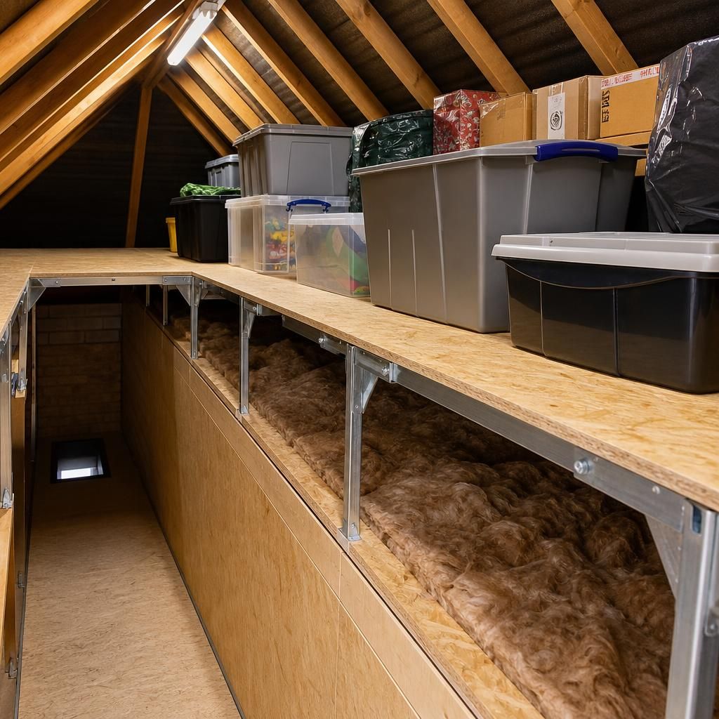 Person checking load capacity for a loft rack