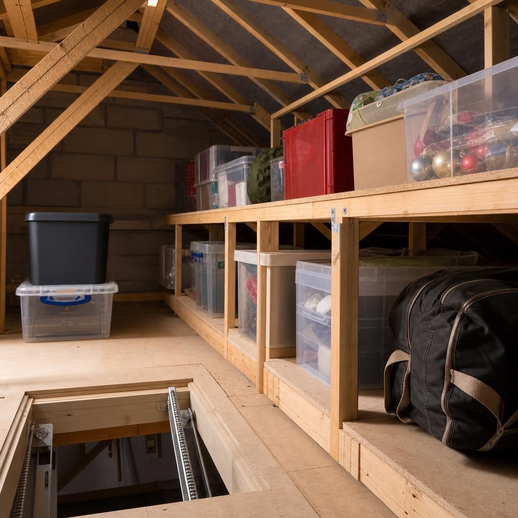 Wooden loft shelving unit