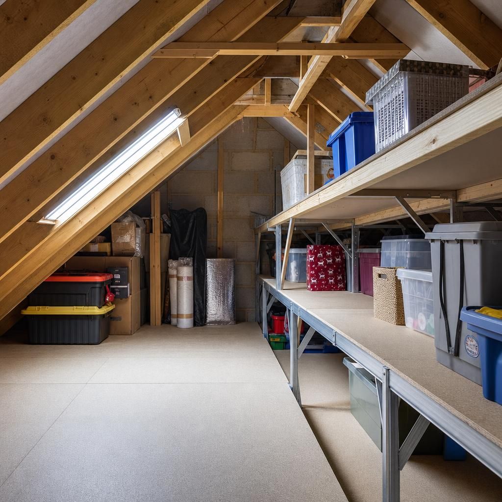 Durable metal racks in a loft setting