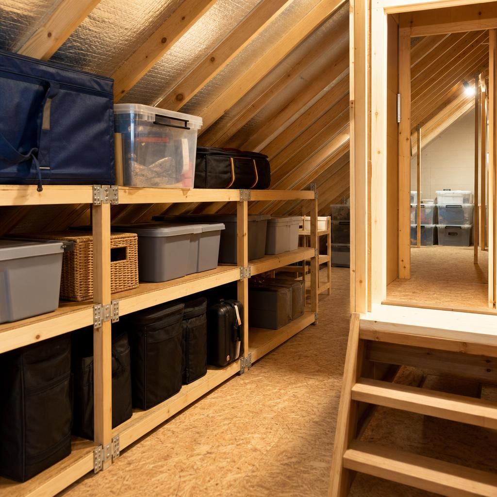 Adaptable loft storage setup with modular units
