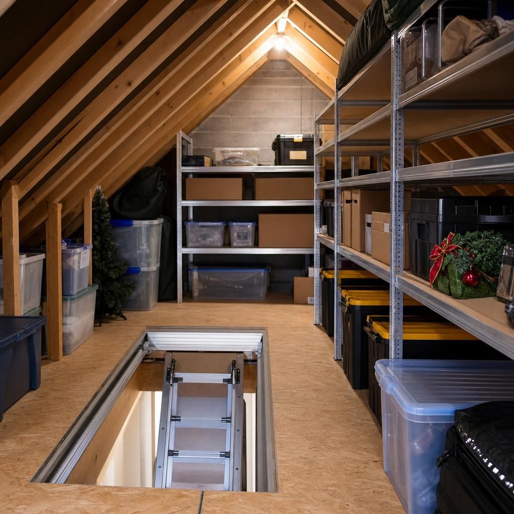 Free-standing racks in a loft