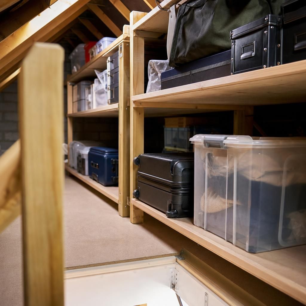 Loft Ladders Integrated with Shelving