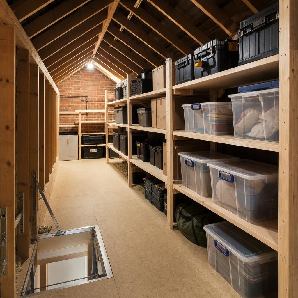 Raised Shelving System in Loft