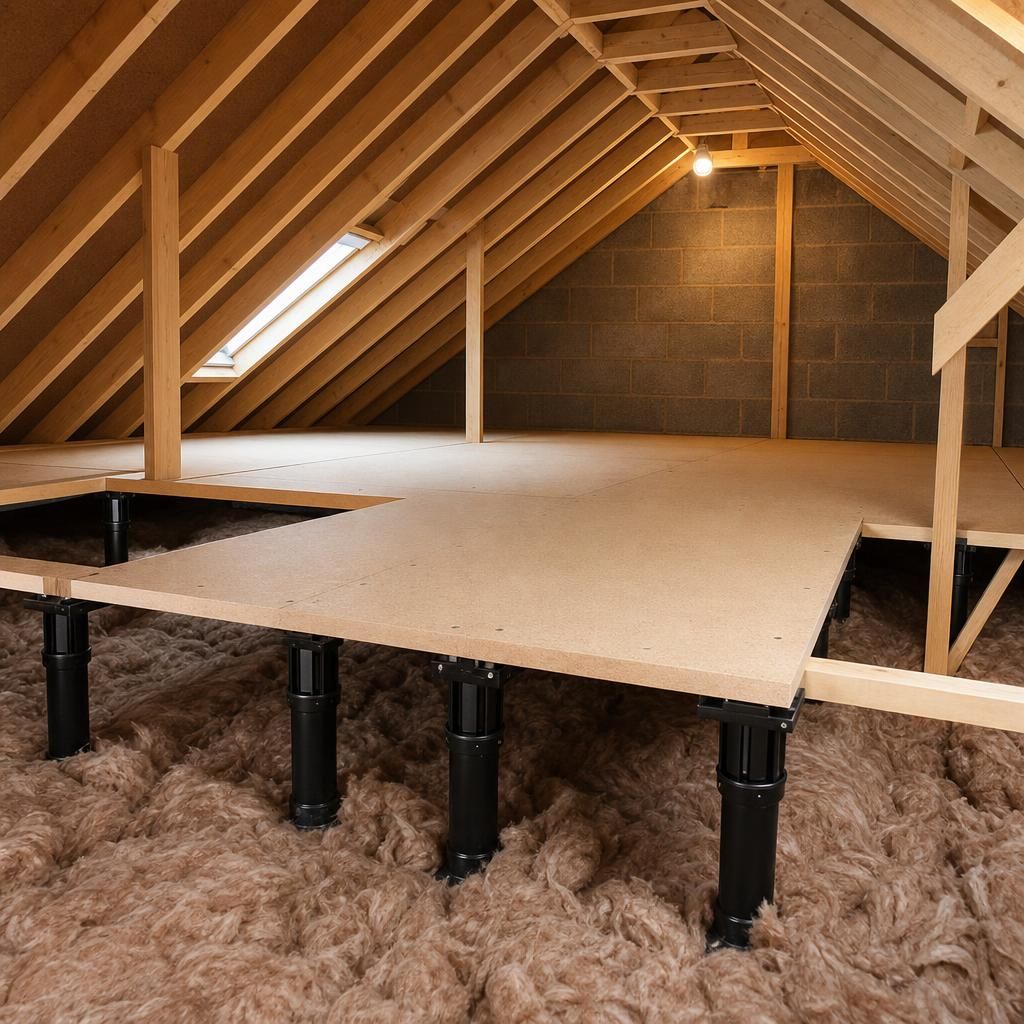 Structured loft flooring with insulation