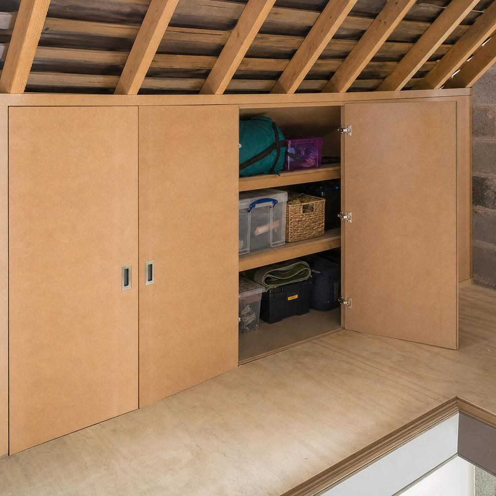 Example of bi-fold loft storage doors