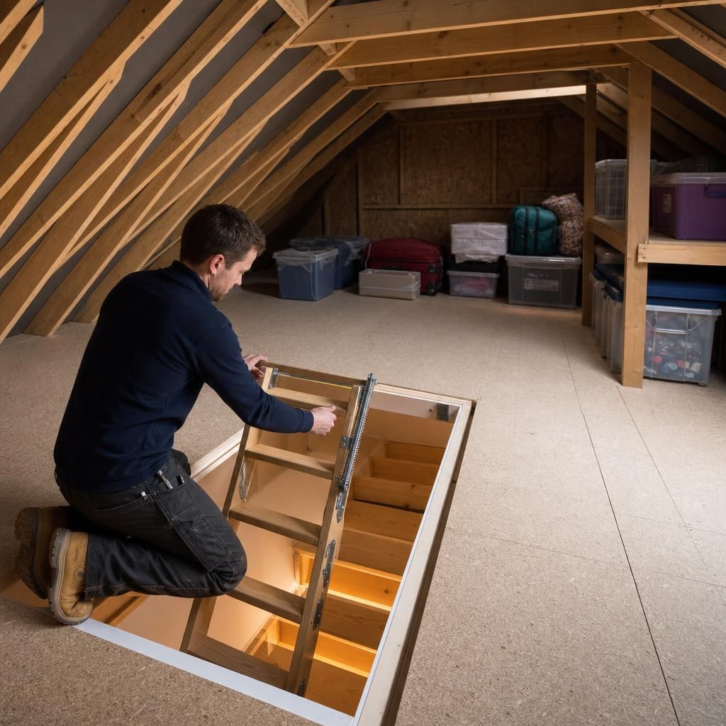 loft boarded with attic ladder installed