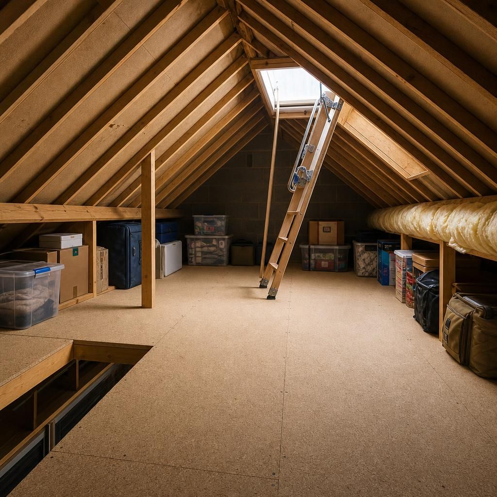 raised storage system in a small loft