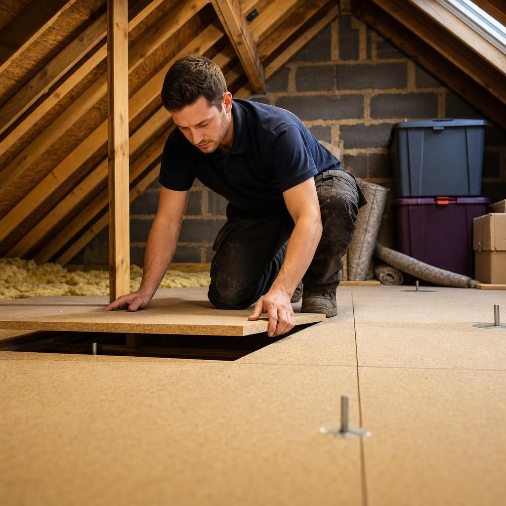 folding loft crawl boards installed