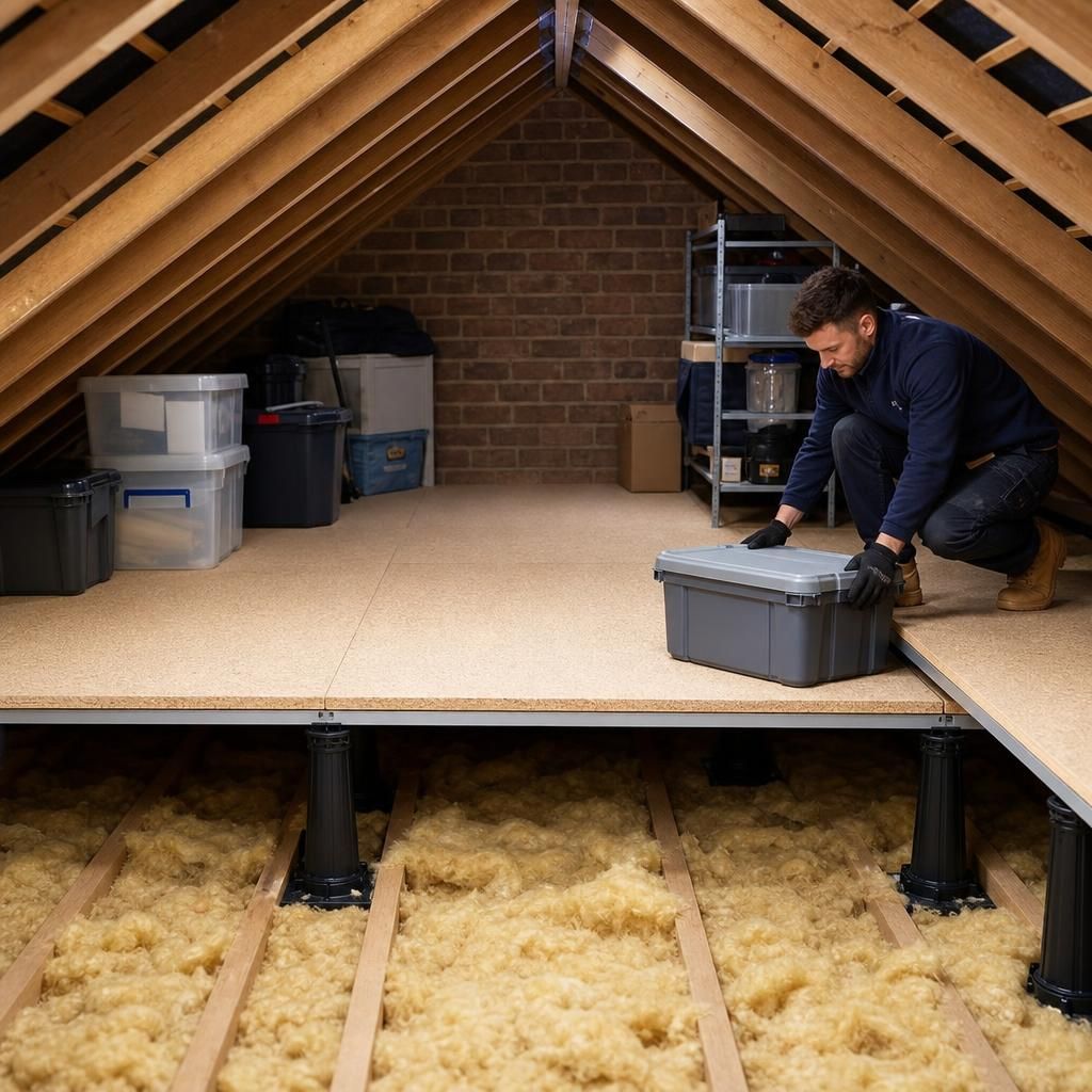 Raised loft boarding system in use