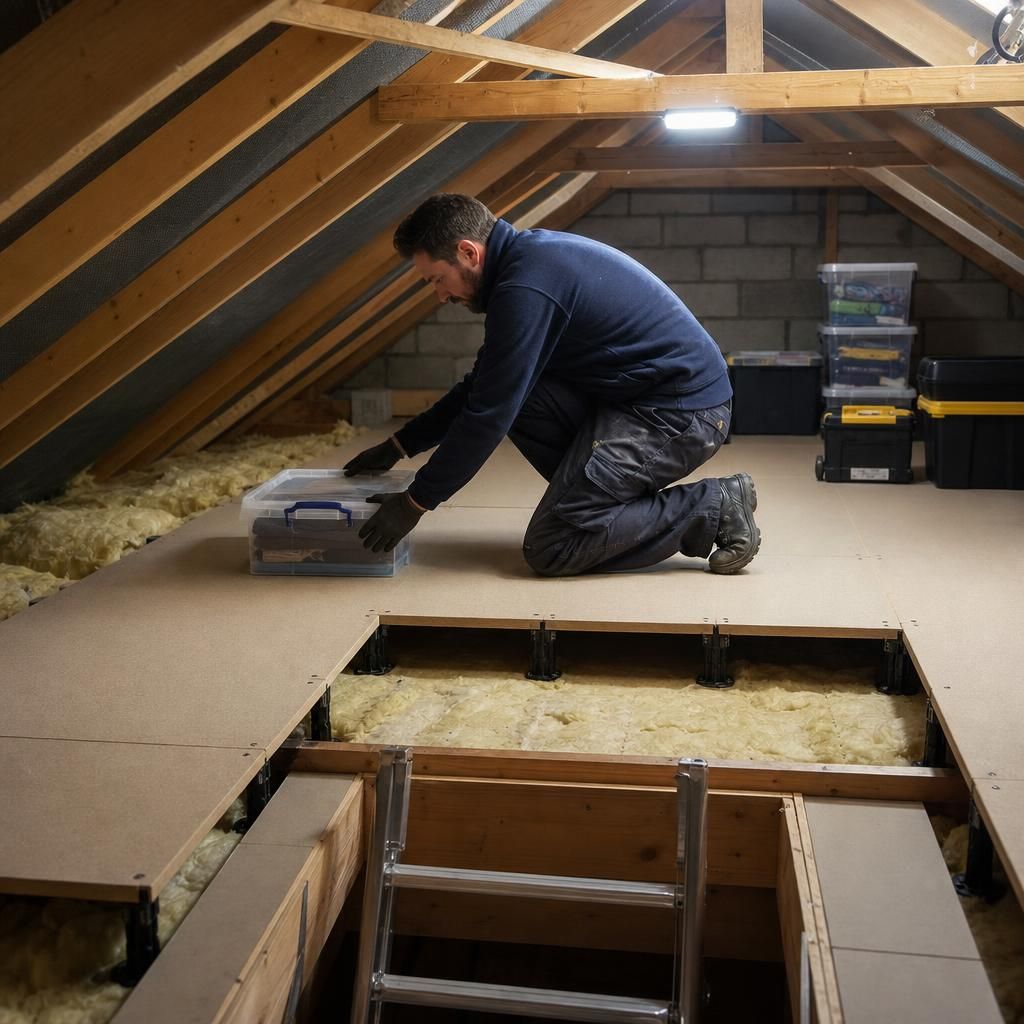 Chipboard flooring in a loft space