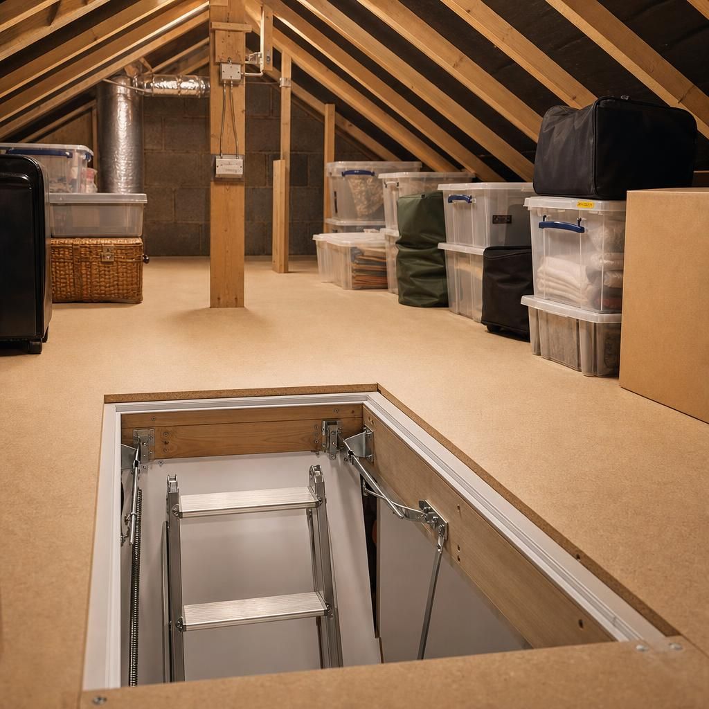 Sliding doors in a loft for storage access