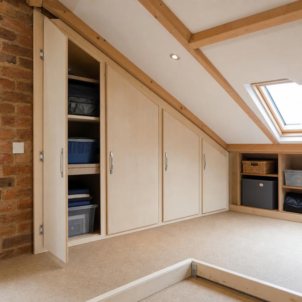 Easily accessible loft eaves storage doors