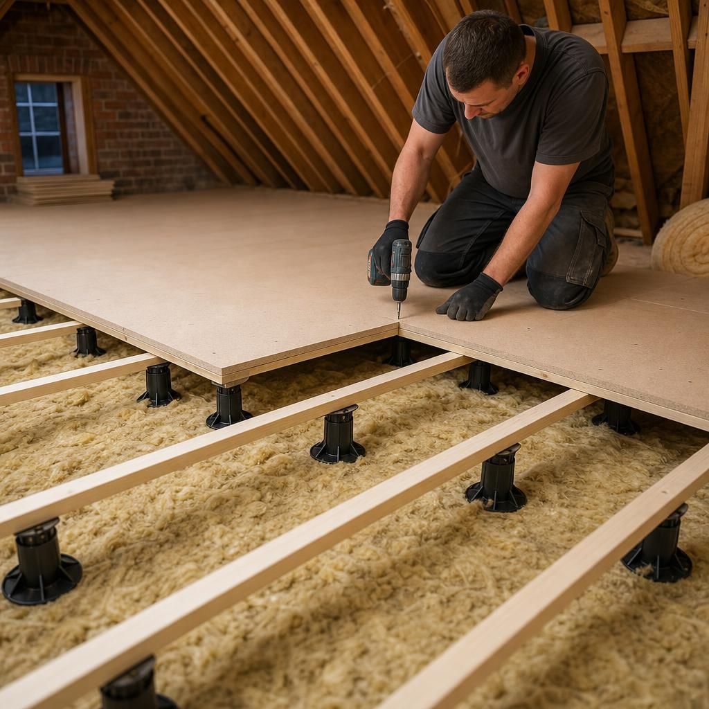 Loft stilts being installed