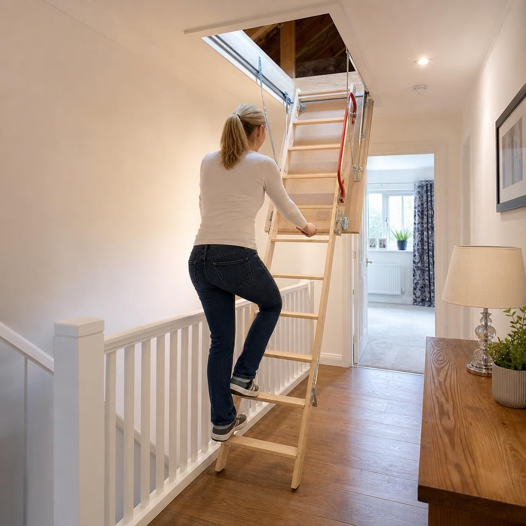 Aluminium metal loft ladder installation