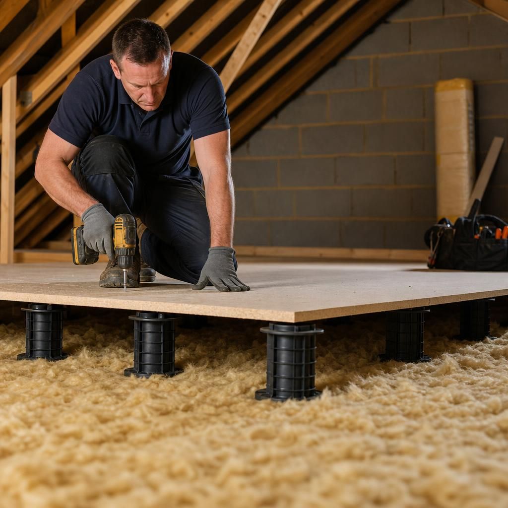 Installation of loft flooring legs