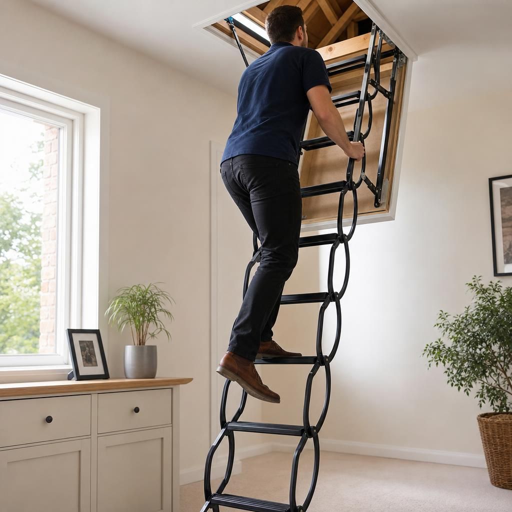 Aluminium folding loft stairs in a compact form