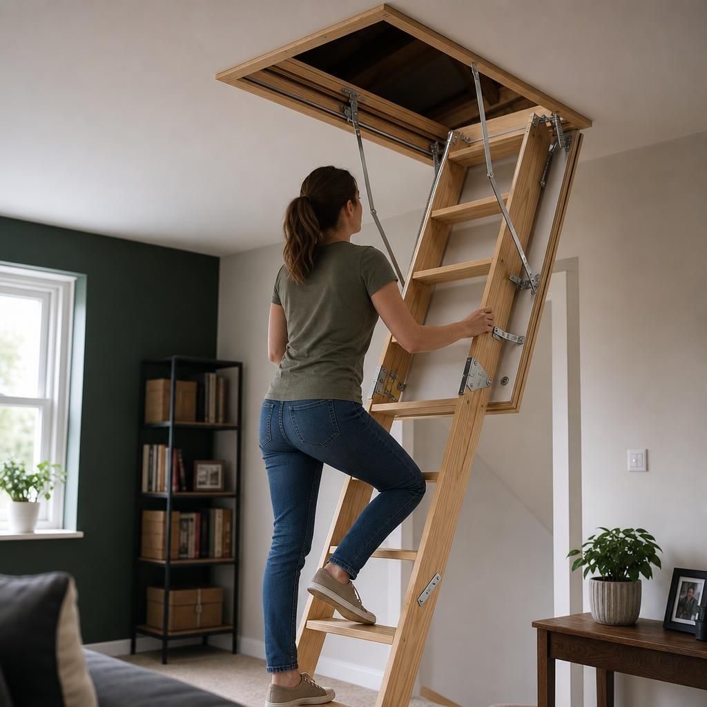 Structural installation process of folding loft stairs