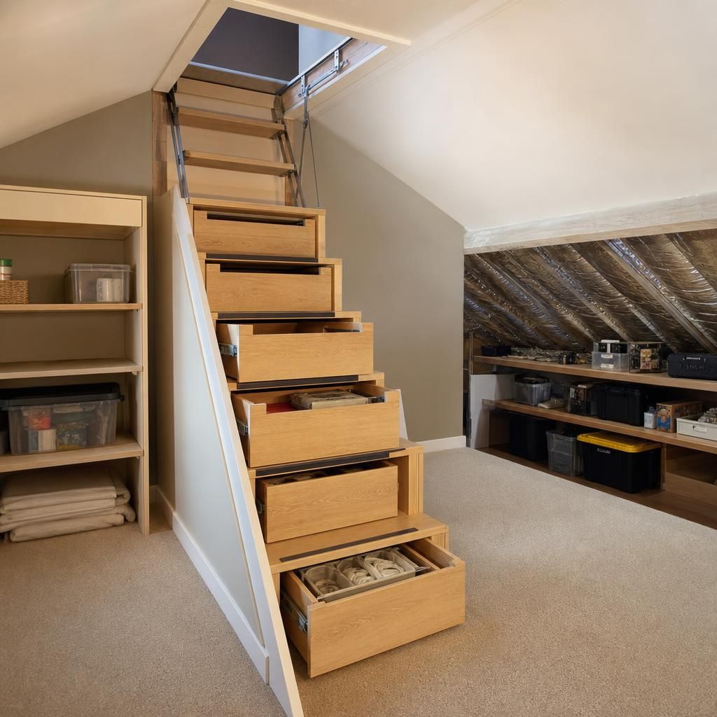 Loft steps with storage compartments