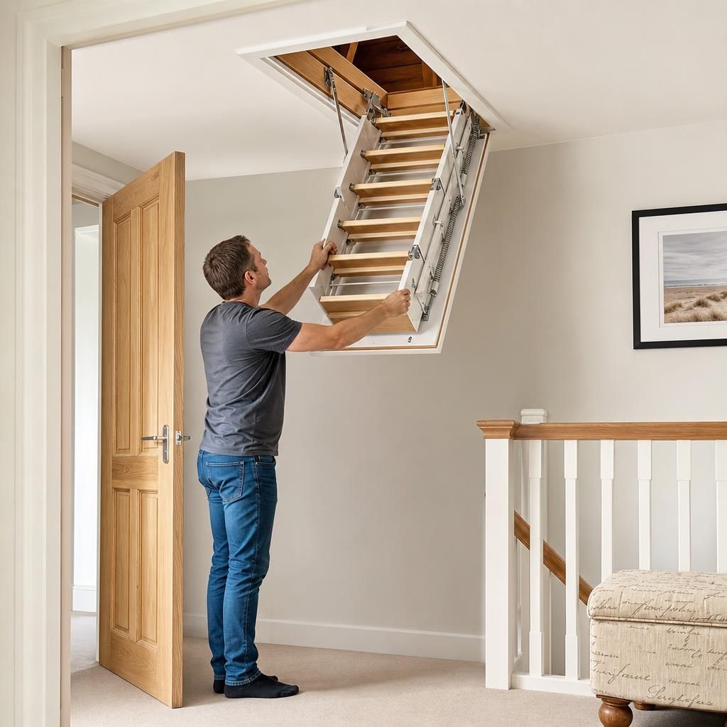 Loft stairs with integrated storage compartments